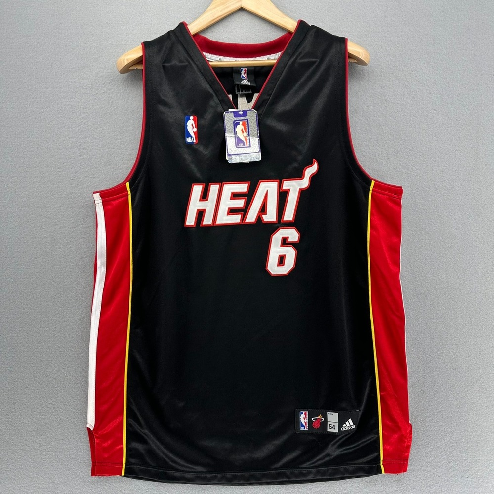 Adidas NBA Miami Heat Lebron James Jersey #6 Black SZ 54 NWT Streetwear Ball - Picture 2 of 11